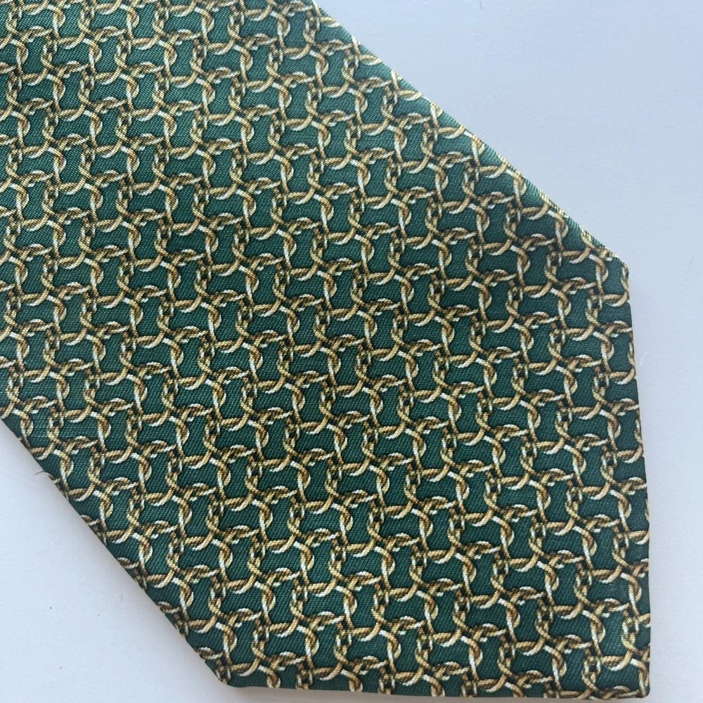 BROOKS BROTHERS Makers Green Chain Link SILK TIE 57